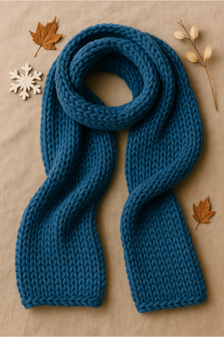 Schal in Nordsee-Blau selber stricken