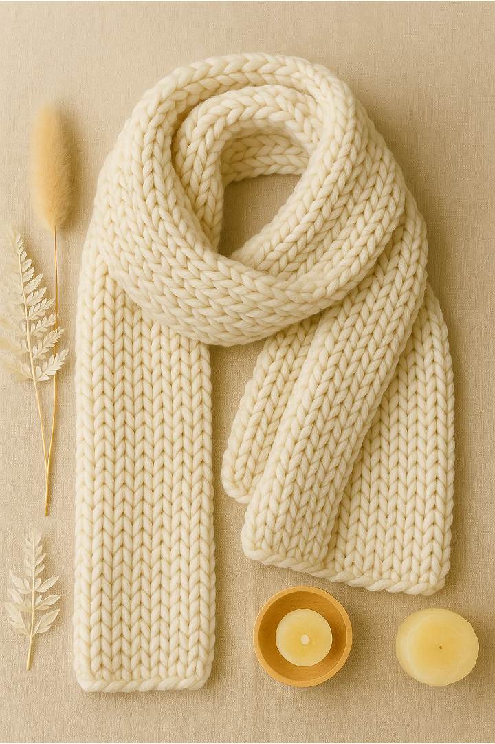 Knit your own wool white scarf