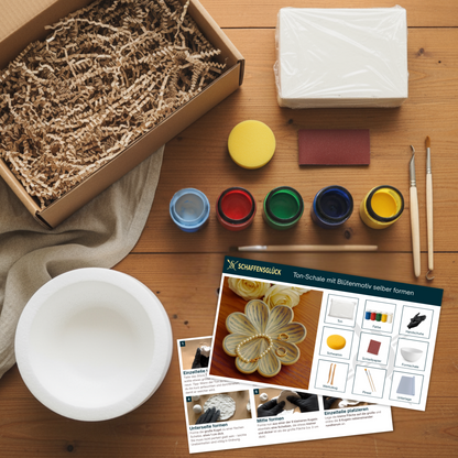 Ton-Schale mit Blütenmotiv selber formen