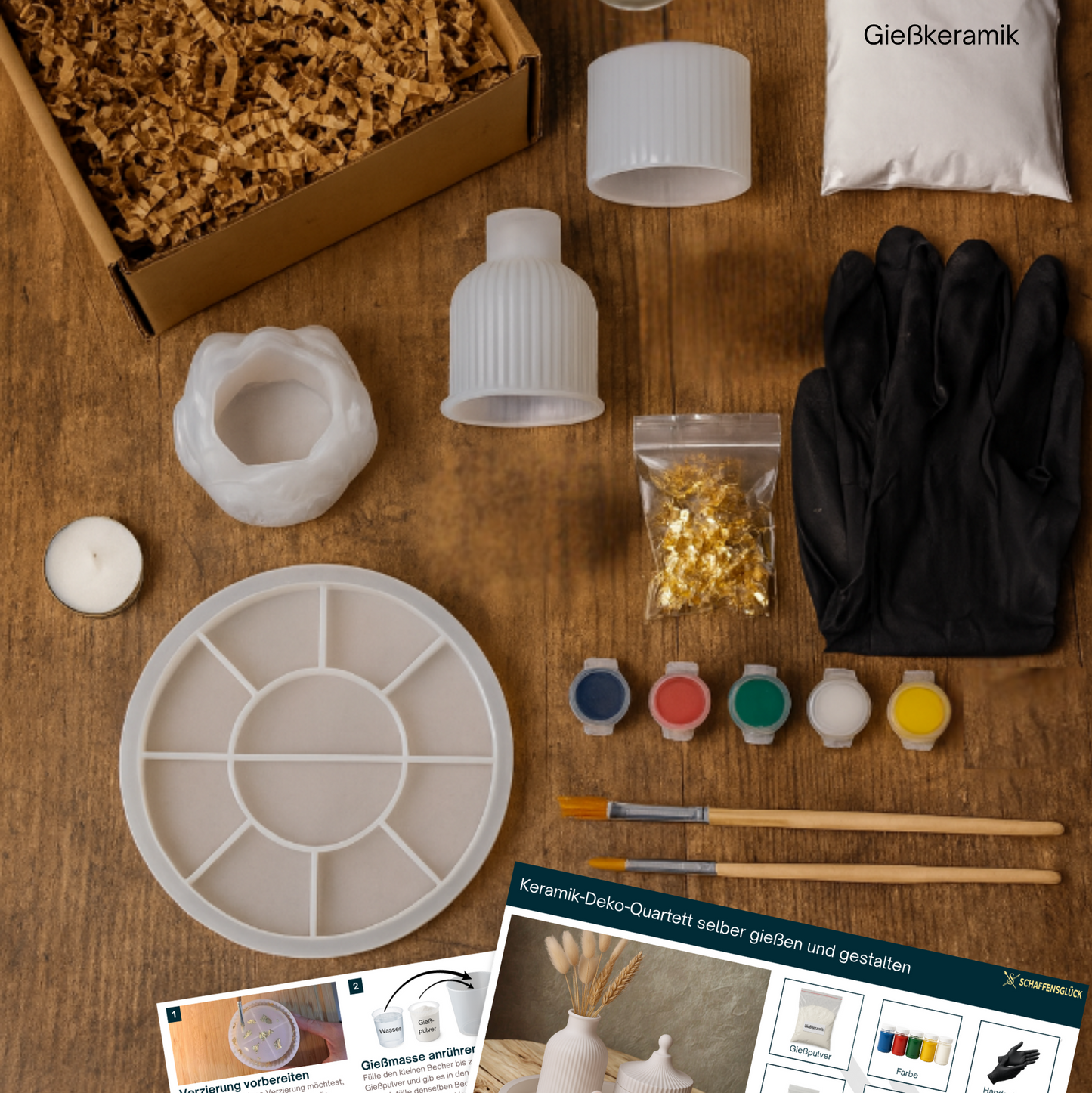 Keramik-Deko-Quartett selber gießen und gestalten