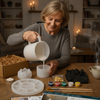 Keramik-Deko-Quartett selber gießen und gestalten