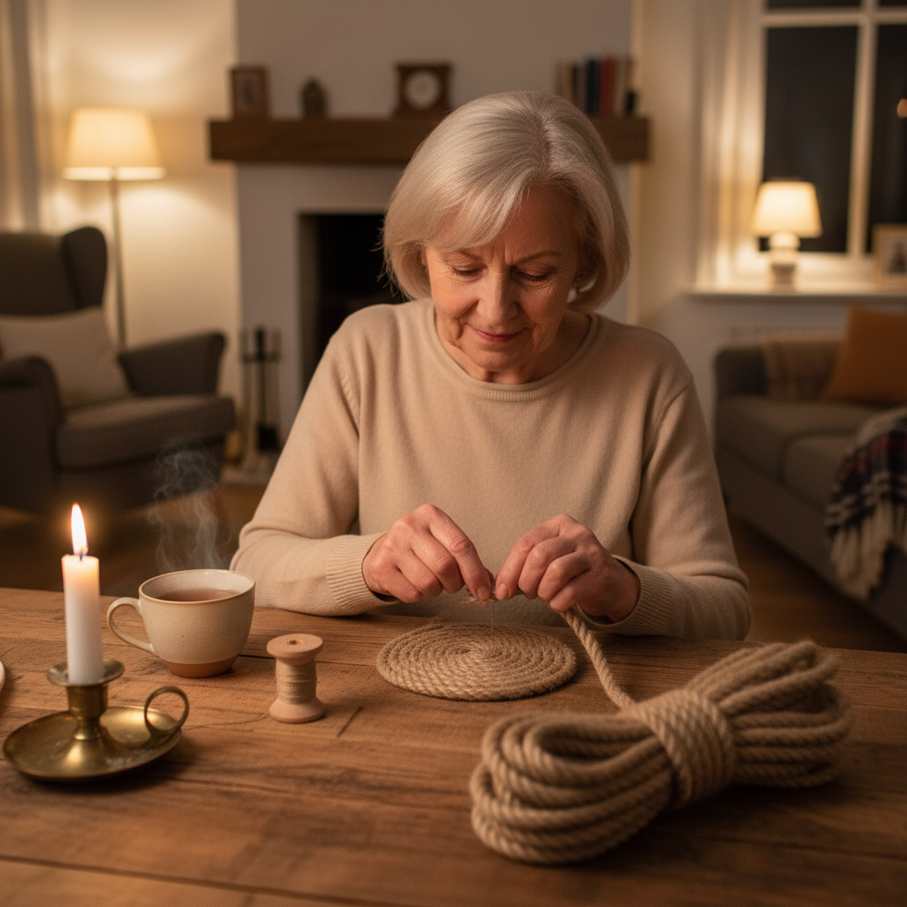 Zwei Untersetzer aus Naturseil selber nähen
