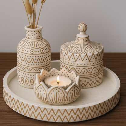 Keramik-Deko-Quartett selber gießen und gestalten