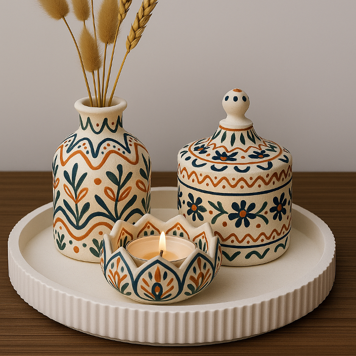 Keramik-Deko-Quartett selber gießen und gestalten