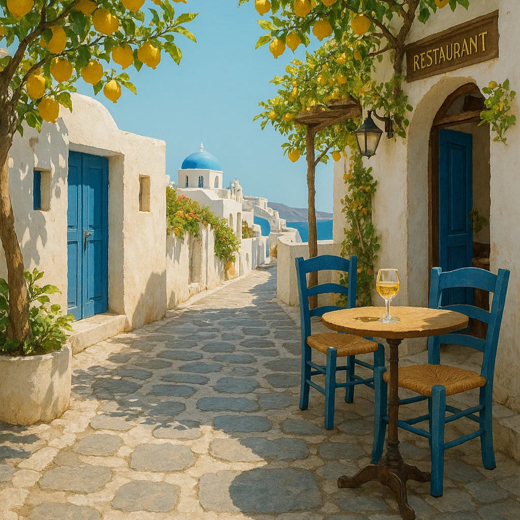 Mediterranes Dorf selber malen