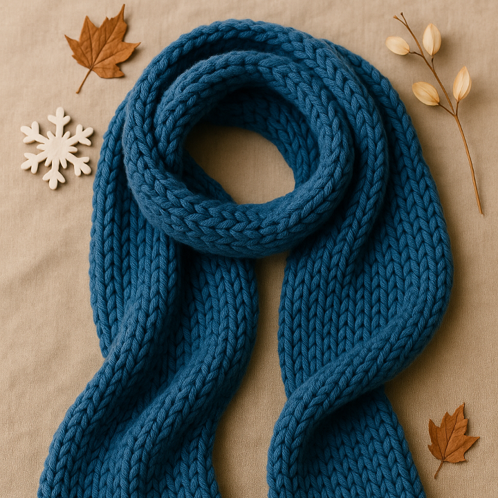 Schal in Nordsee-Blau selber stricken