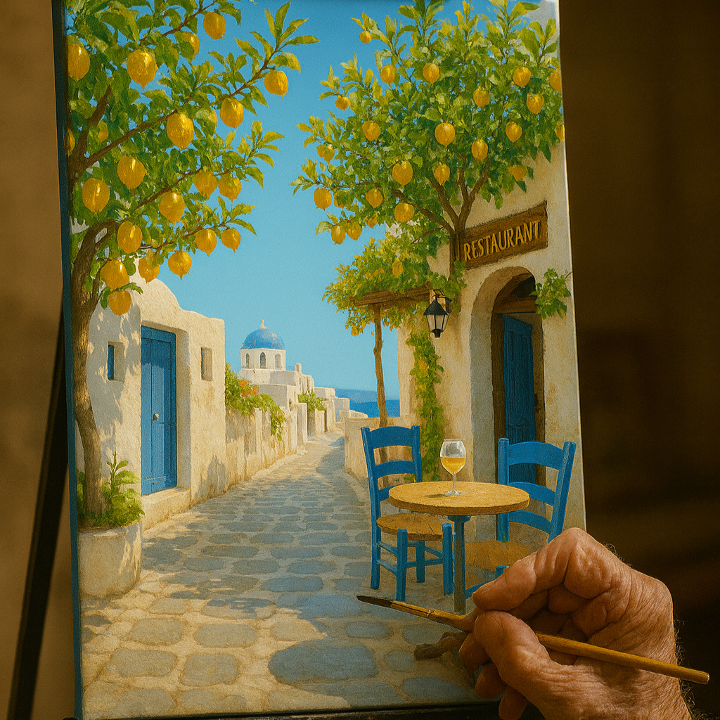 Mediterranes Dorf selber malen